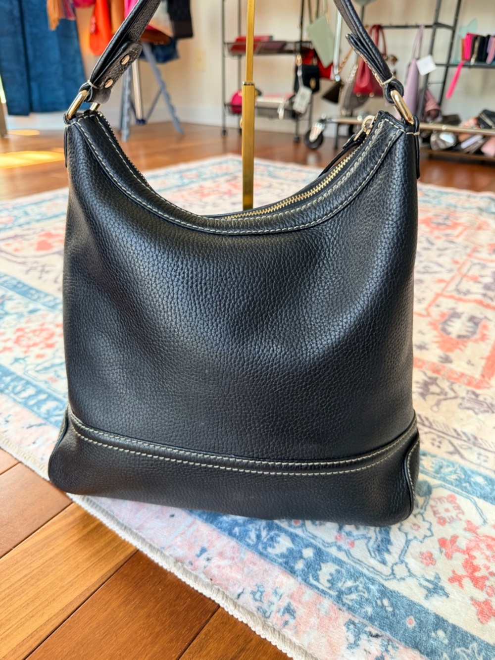 Kate Spade Pebbled Leather Hobo Bag with Dot Noel lime green interior! EUC - Picture 4 of 12